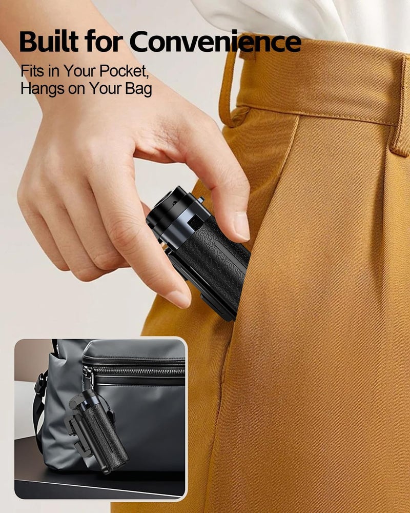 UBeesize Mini Selfie Stick Tripod with Rechargeable Remote – Pocket-Size Travel Phone Stand w/Hook, 360° Rotating Holder, Lightweight Tripod for iPhone/Android, Vlogging, TikTok & Live Streaming - Image 3